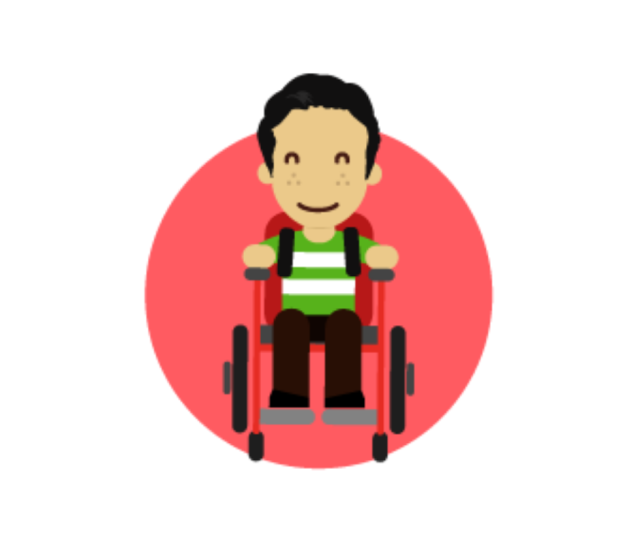 Dibujo de persona con silla de ruedas.